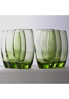 500 ml Barrel Long Decorative Glass Green - 6 Pcs