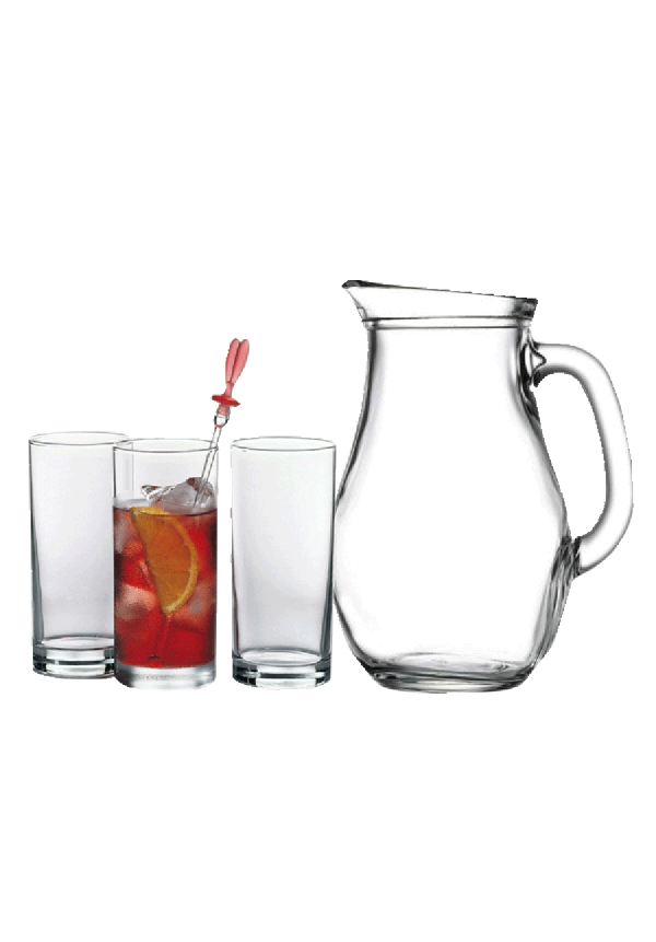 Polipropilen Water Set, 7 pcs Set, jug-1000 ml, Glass-290 ml