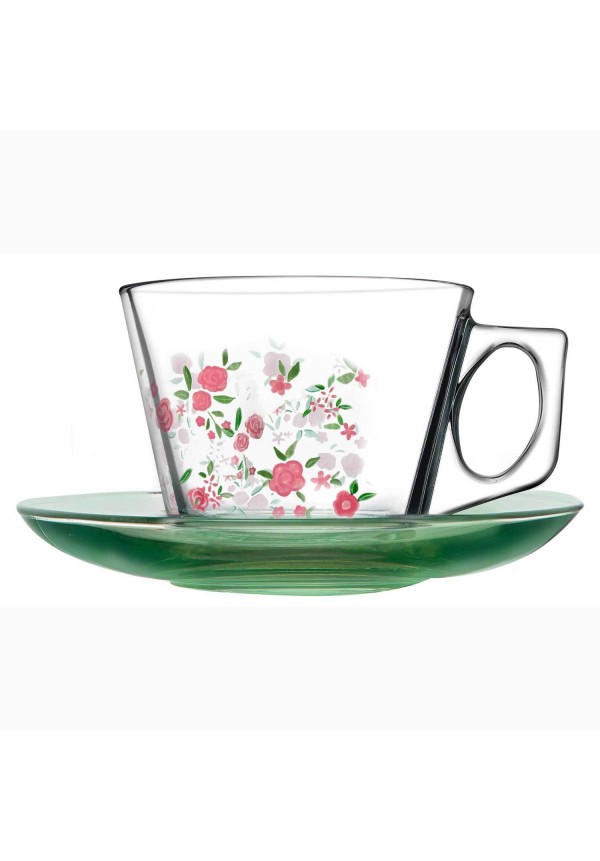 Vela Cup And Saucer (Enjoy) Printed - 12 Pcs Set, cup-190 ml