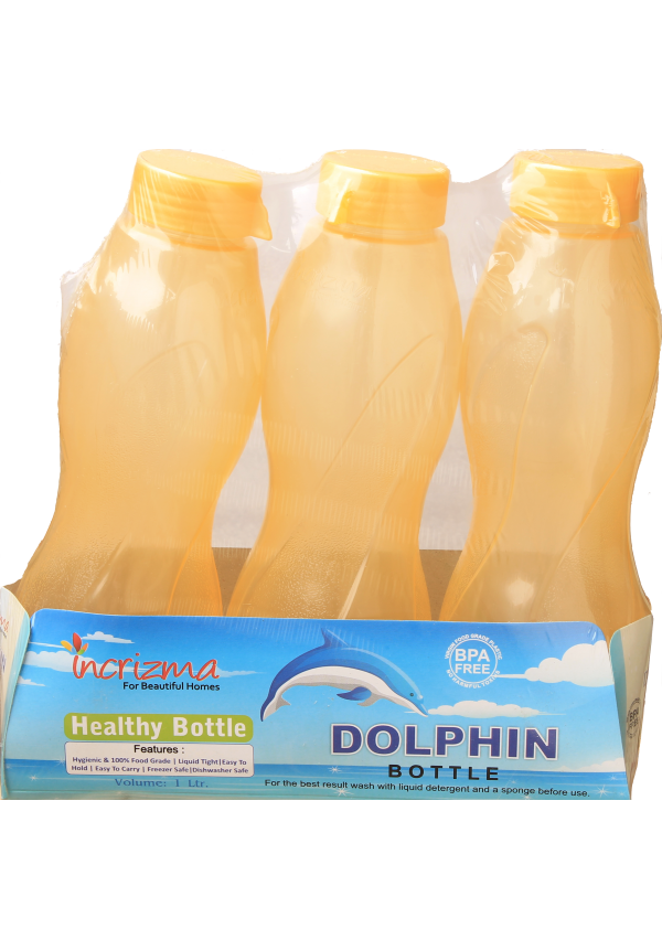 Incrizma Bottles Dolphin Set Of ,Yellow , 3 Pcs