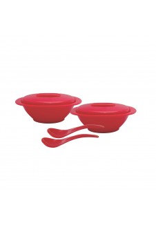 Incrizma Serving Bowl With Serving Spoon 6 Pcs , Red