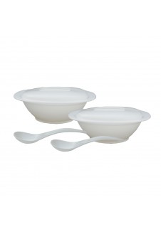 Incrizma Serving Bowl With Serving Spoon 6 Pcs , White