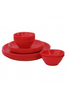 Incrizma Pack of 18 Dinner Set Round, Red