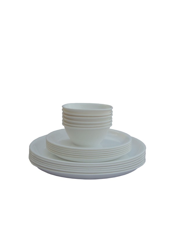 Incrizma Pack of 18 Dinner Set Round, White