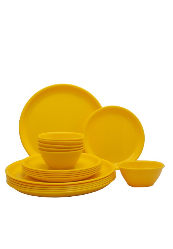 Incrizma Pack of 18 Dinner Set Round,Yellow