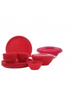 Incrizma Pack of 22 Dinner Set Round, Red