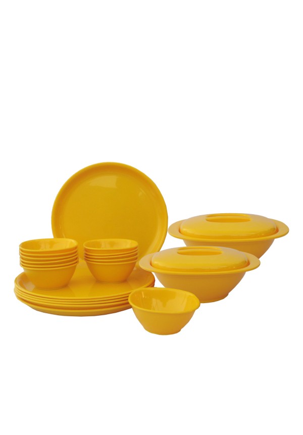 Incrizma Pack of 22 Dinner Set Round, Yellow