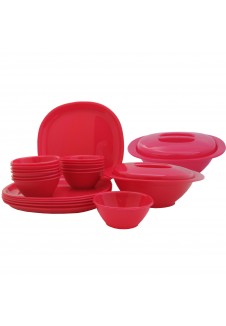 Incrizma Pack of 22 Dinner Set Square , Red