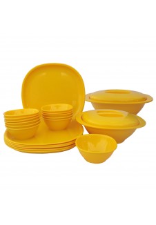 Incrizma Pack of 22 Dinner Set Square , Yellow