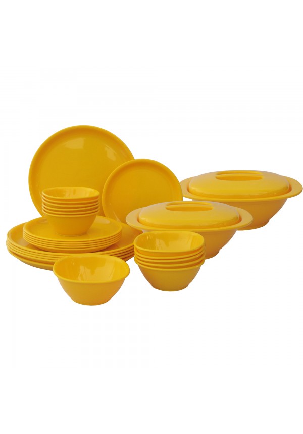 Incrizma Pack of 28 Dinner Set  Round , Yellow