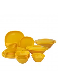 Incrizma Pack of 28 Dinner Set Square , Yellow