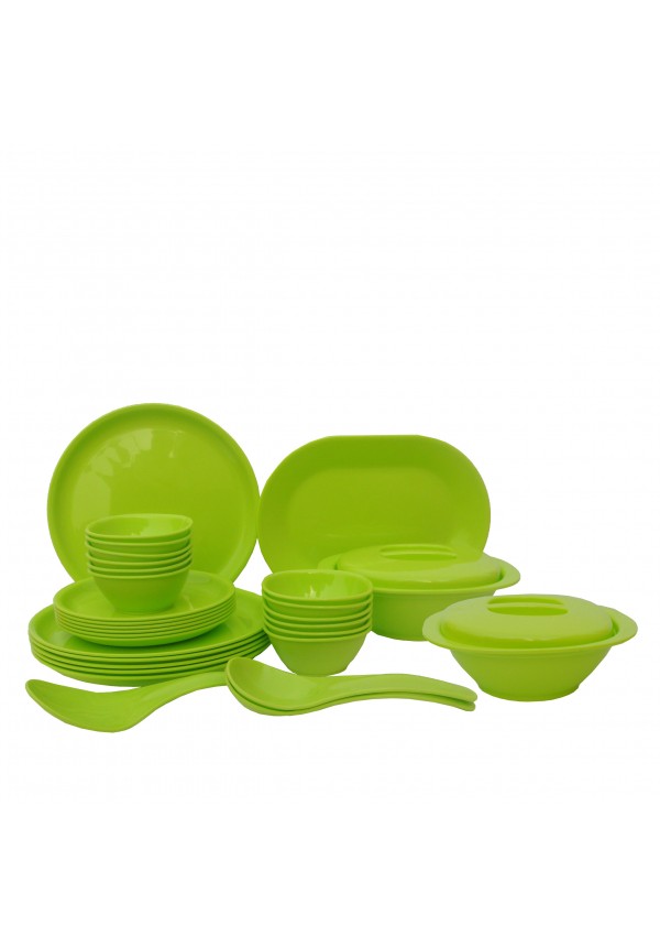 Incrizma Pack of 32 Dinner Set Round , Lime Green