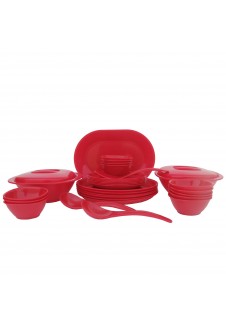 Incrizma Pack of 32 Dinner Set Round , Red