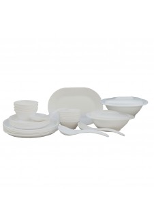 Incrizma Pack of 32 Dinner Set Round , White