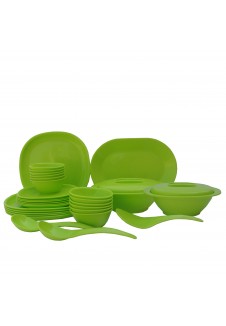 Incrizma Pack of 32 Dinner Set Square , Lime Green