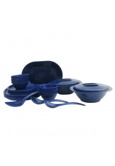 Incrizma Pack of 32 Dinner Set Round , Navy Blue