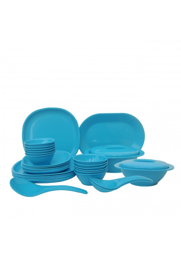 Incrizma Pack of 32 Dinner Set Square , Blue