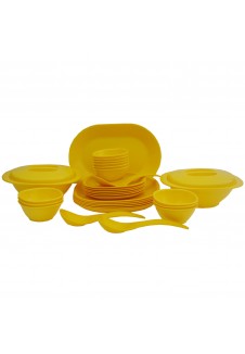 Incrizma Pack of 32 Dinner Set Square , Yellow