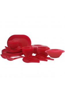 Incrizma Pack of 44 Dinner Set Round , Red