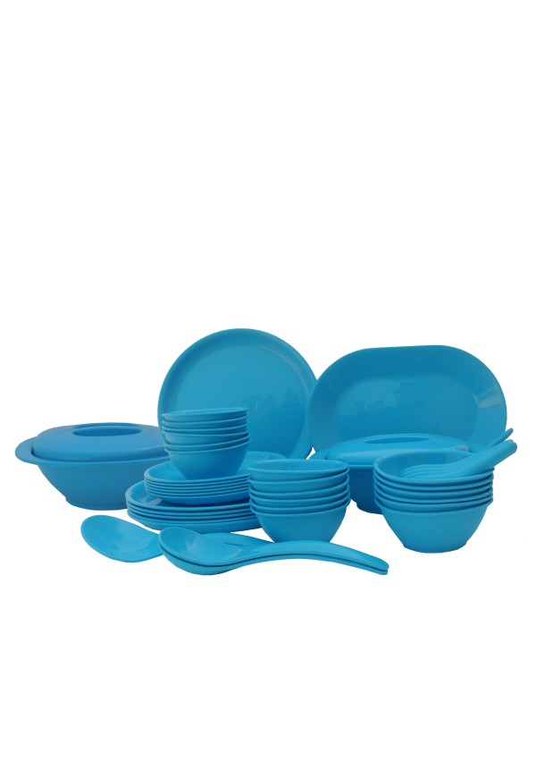 Incrizma Pack of 44 Dinner Set Round , Blue