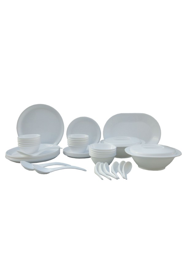 Incrizma Pack of 44 Dinner Set Round , White