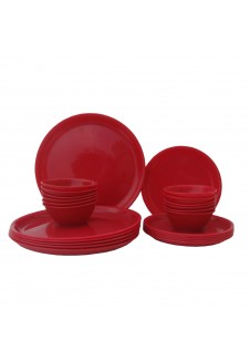 Incrizma Pack of 24 Dinner Set Round , Red