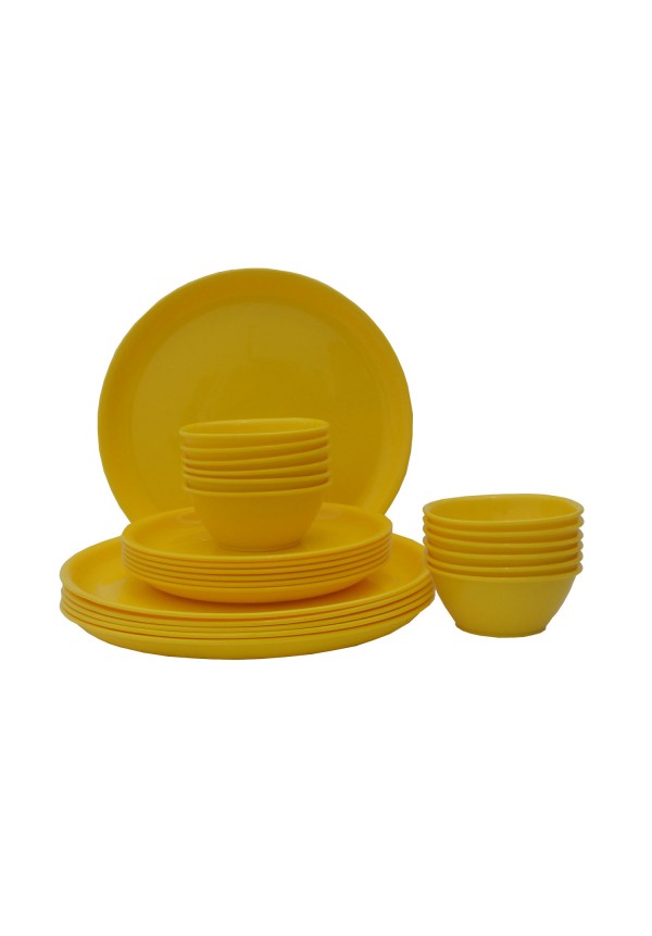 Incrizma Pack of 24 Dinner Set  Round , Yellow