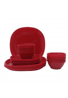 Incrizma Pack of 24 Dinner Set Square , Red