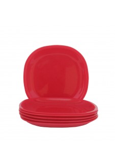 Incrizma Square Quarter  Plate, Red , 6 Pcs