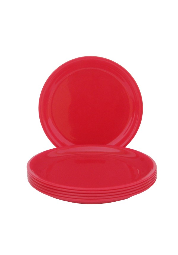 Incrizma Round Quarter  Plate , Red , 6 Pcs