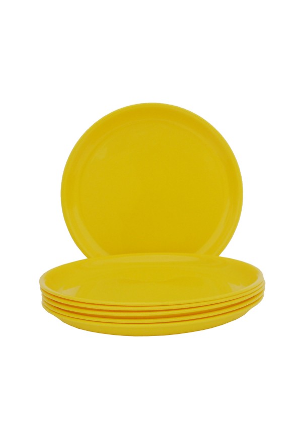 Incrizma Round Quarter  Plate , Yellow , 6 Pcs